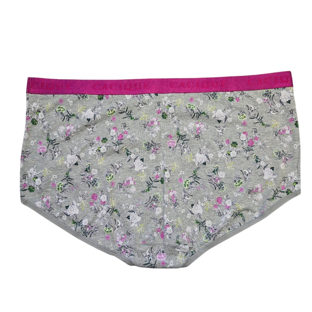Lane Bryant Cacique 26/28 Cotton Full Brief Panty Grey Floral - Picture 2 of 5